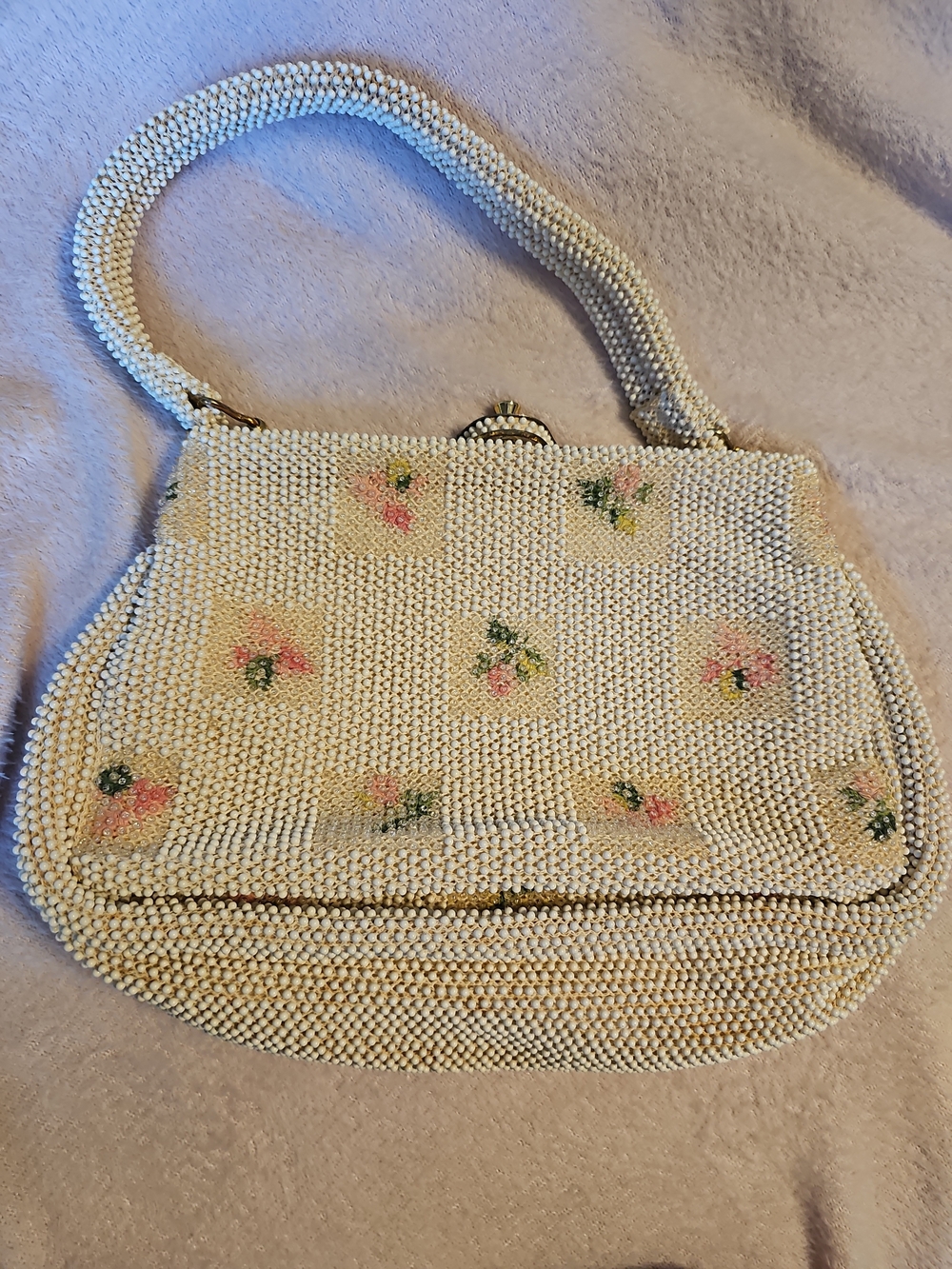 Vintage La Regale Hand-Beaded Floral Evening Purse | Made in Belgium - Picture 5 of 8